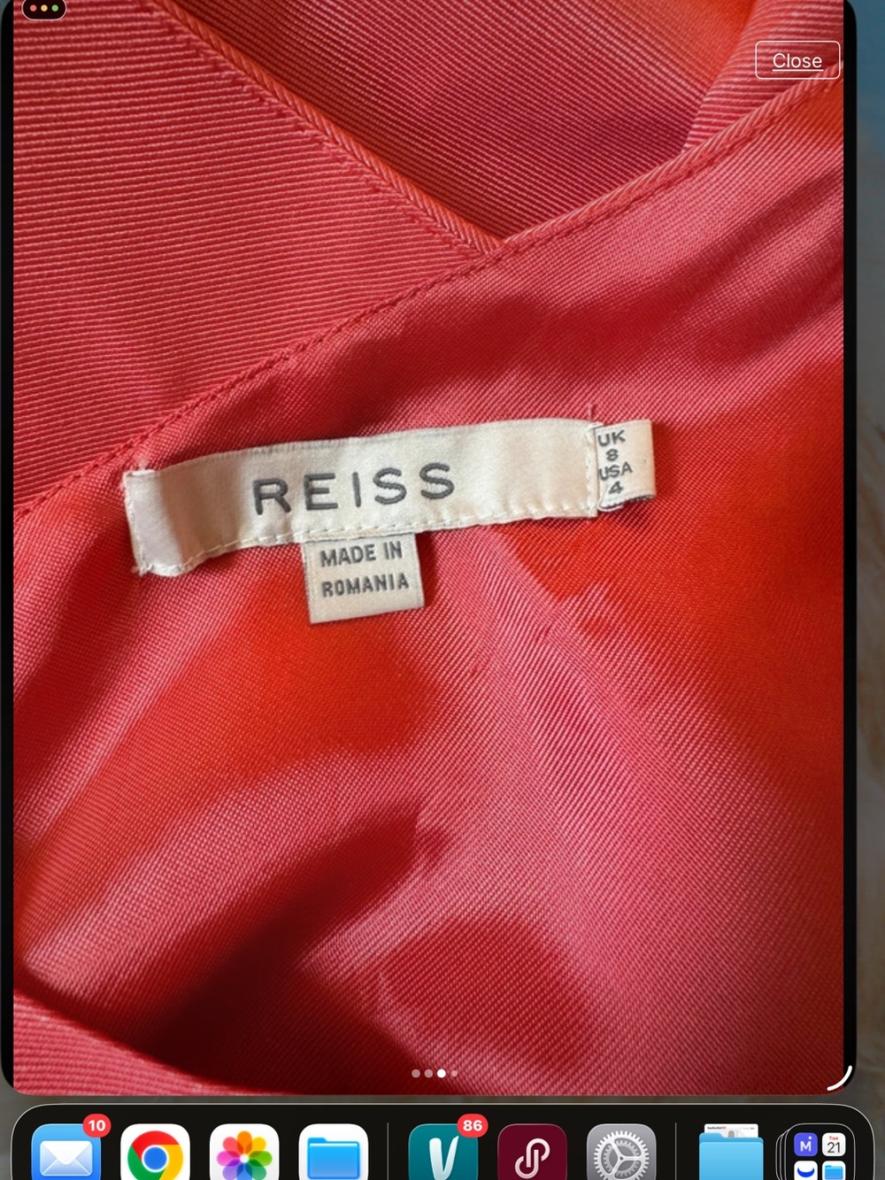 REISS Classic Sleeveless Coral Pink Fit & Flare Dress S - Picture 3 of 5